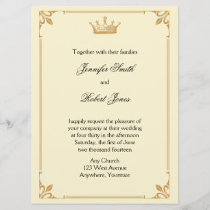 Crown Regency in Gold and Ivory Wedding Invitation