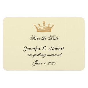 Crown Regency in Gold Ivory Wedding Save the Date Magnet