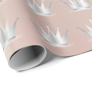 Crown Rose Gold Silver Prince Princess Sweet 16th Wrapping Paper