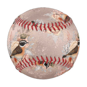 Crown Royal Birds Pink Vintage Flower Fleur De Lis Baseball