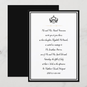 Crown Royal Black White and Gold Wedding Invitation