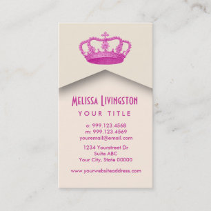 Crown Royalty Princess or Queen Template V8 PINK Business Card