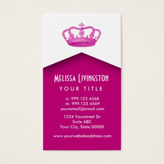 Crown Royalty Princess or Queen Template V9 PINK Business Card