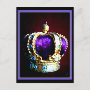 CROWN ROYALTY PURPLE VELVET ON BLACK POSTCARD