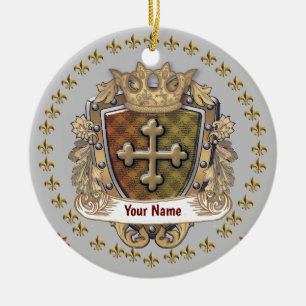 Crown Shield Family Crest Surname ornament