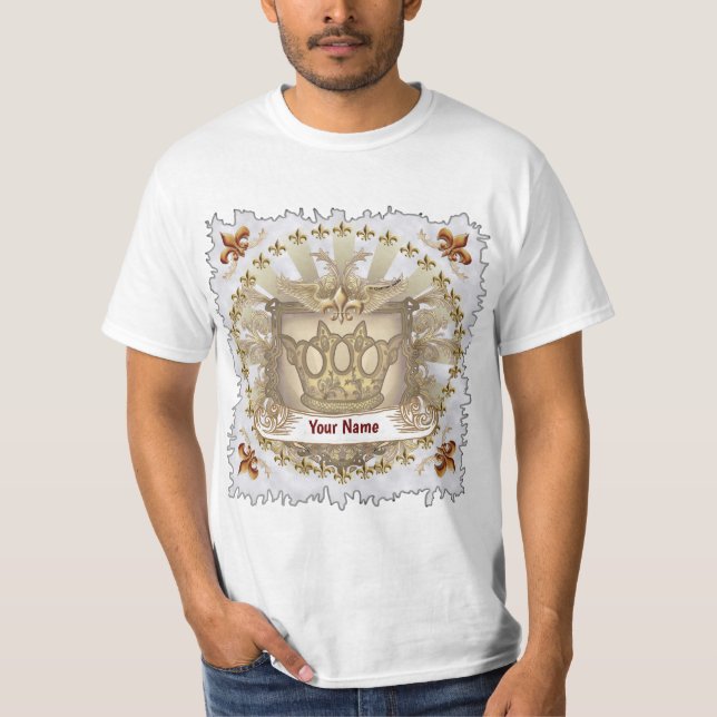 Crown Shield Family Crest Surname T-Shirt (Front)