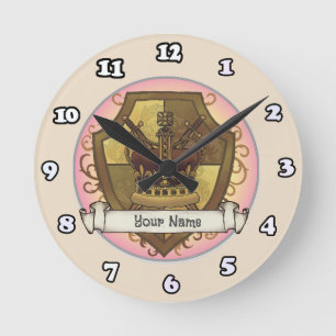 Crown Sword Shield surname  clock