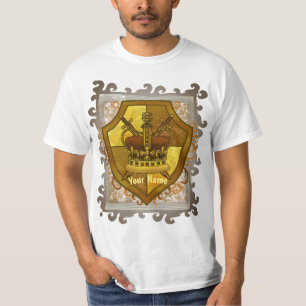 Crown Sword Shield surname t-shirt