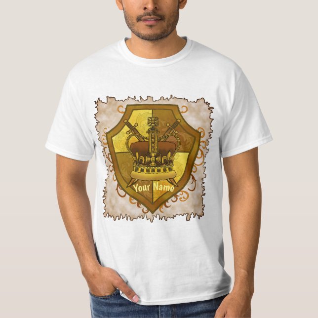 Crown Sword Shield surname t-shirt (Front)