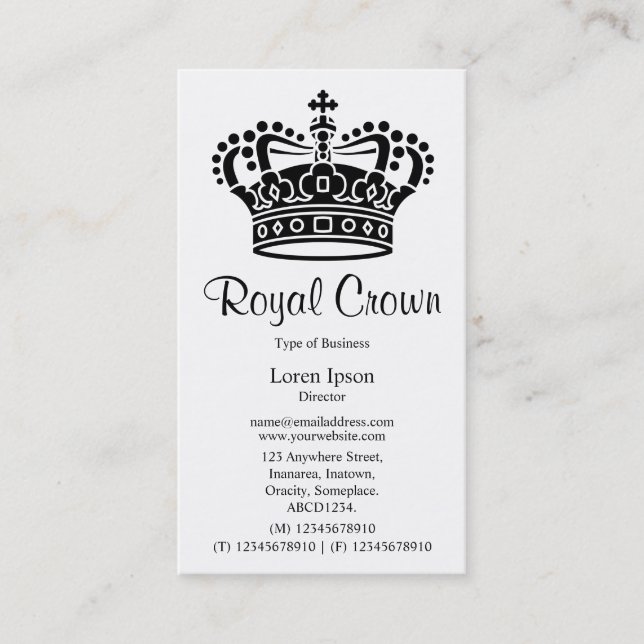 Crown Symbol 02 - Black Business Card (Front)