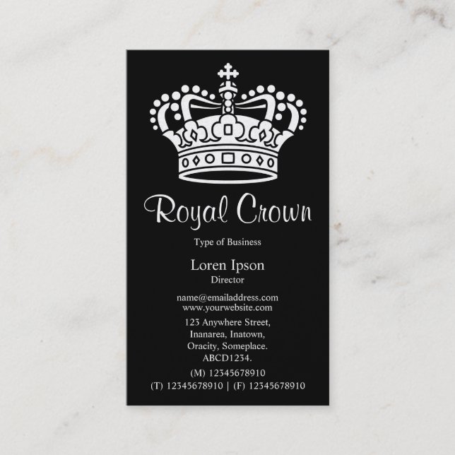 Crown Symbol 02 - White on Black (Platinum Card) Business Card (Front)