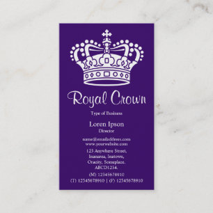 Crown Symbol 02 - White on Deep Purple (Gold Card) Business Card