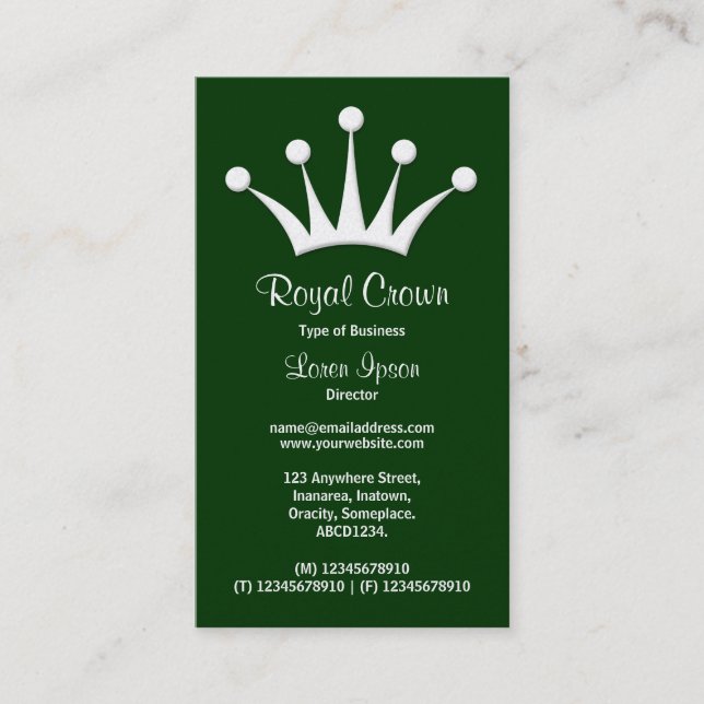 Crown Symbol - Dark Green 003300 (Gold) Business Card (Front)