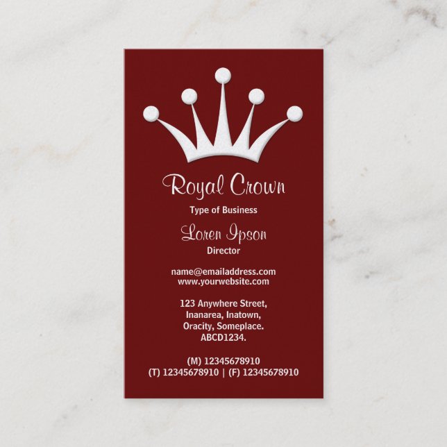 Crown Symbol - Dark Maroon 660000 (Gold) Business Card (Front)