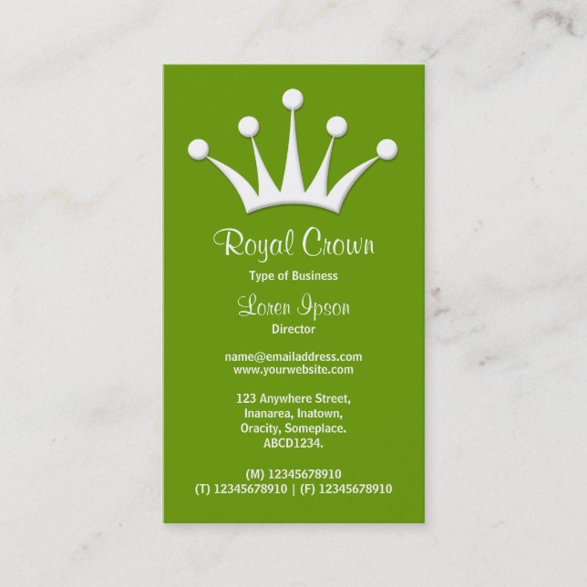 Crown Symbol - Green 669900 Business Card (Front)