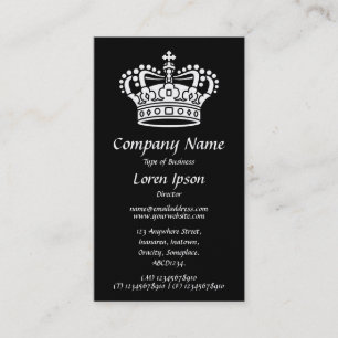 Crown Symbol - White on Black (Gold Card) Business Card