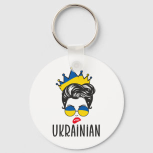 Crown Ukrainian Girl Ukraine Messy Bun Women Ukrai Key Ring