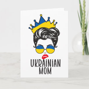 Crown Ukrainian Mom Ukraine Messy Bun Women Ukrain Card