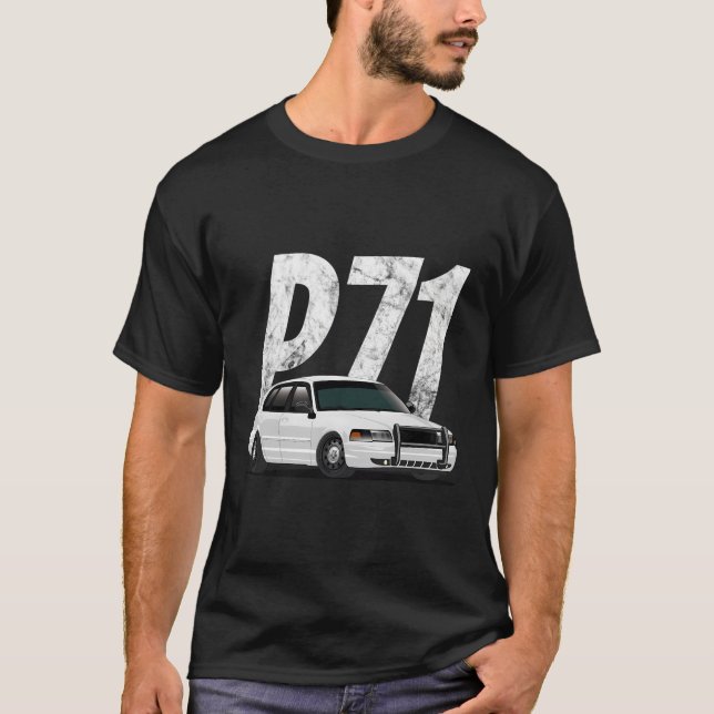 Crown Vic P71 White Cop Car Interceptor Vic Gift T-Shirt (Front)