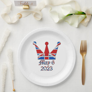 Crown with Union Jack King Charles Coronation Paper Plate