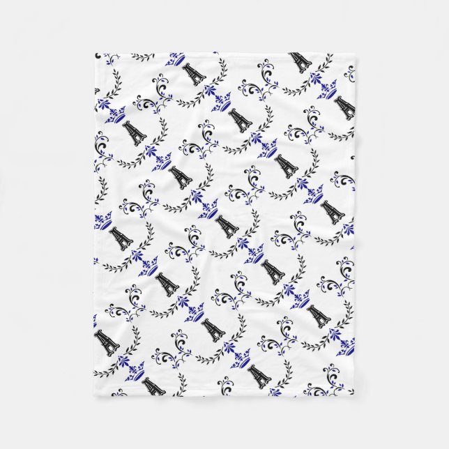 Crown Wreath A Monogram Fleece Blanket (Front)