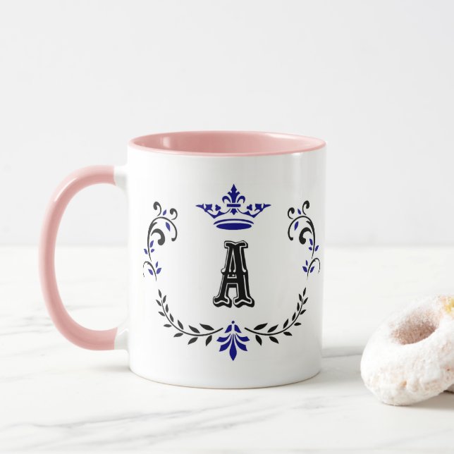 Crown Wreath A Monogram Mug (With Donut)