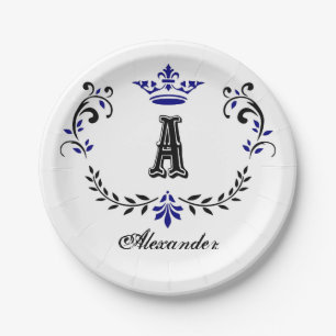 Crown Wreath A Monogram Wedding Paper Plate