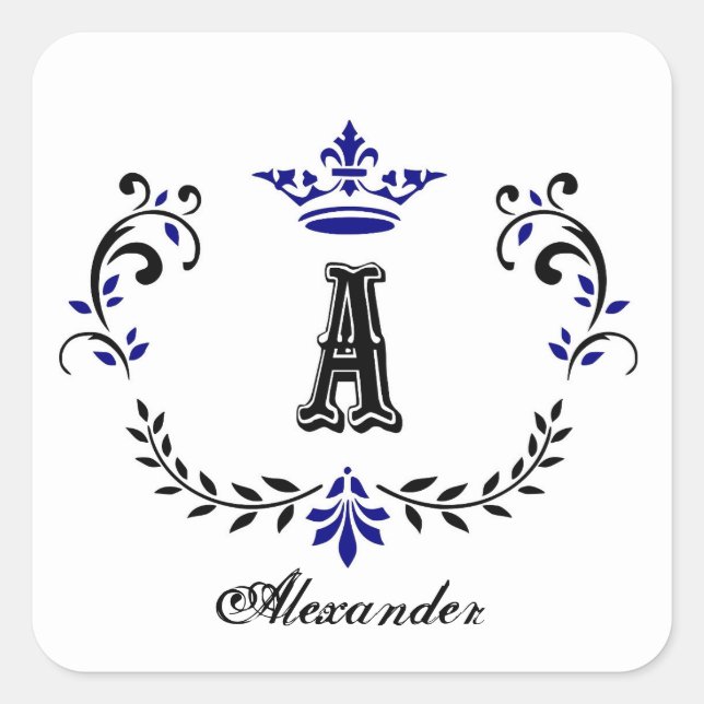 Crown Wreath A Monogram Wedding Square Sticker (Front)