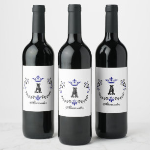 Crown Wreath A Monogram Wedding Wine Label