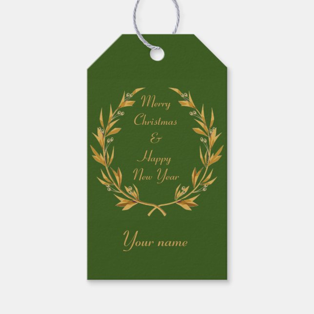Crown Wreath Holiday  Gift Tags (Front)