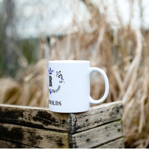 Crown Wreath Letter R Personalised Coffee Mug