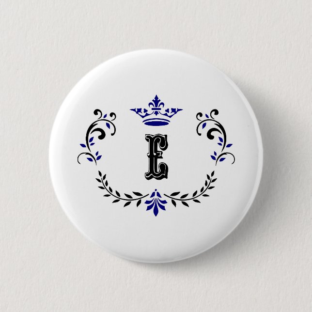 Crown Wreath Monogram 'E' 6 Cm Round Badge (Front)