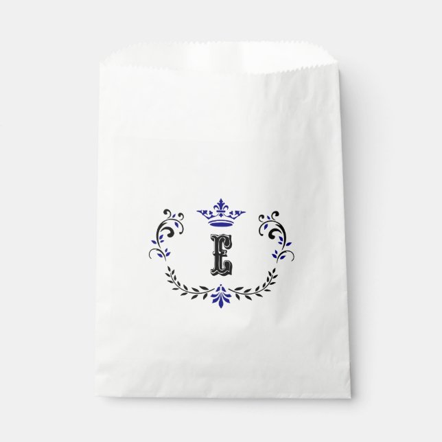 Crown Wreath Monogram 'E' Favour Bags (Front)