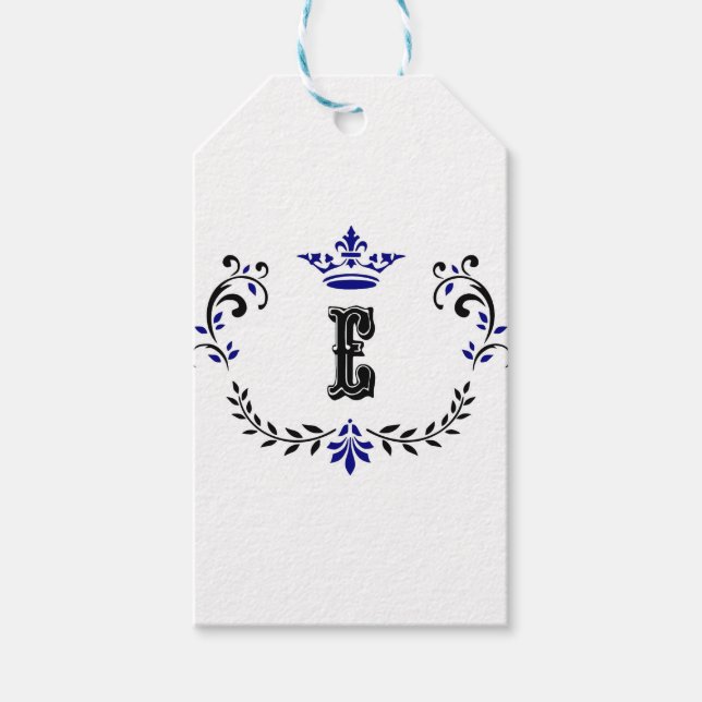 Crown Wreath Monogram 'E' Gift Tags (Front)
