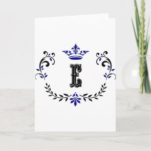 Crown Wreath Monogram 'E' Note Card
