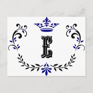 Crown Wreath Monogram 'E' Postcard