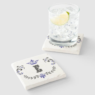 Crown Wreath Monogram 'E' Stone Coaster