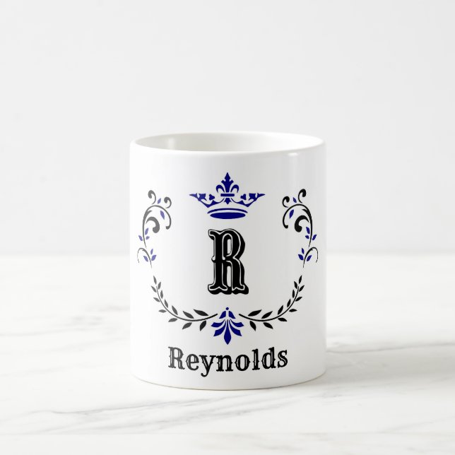 Crown Wreath Monogram 'R' Personalised Coffee Mug (Center)