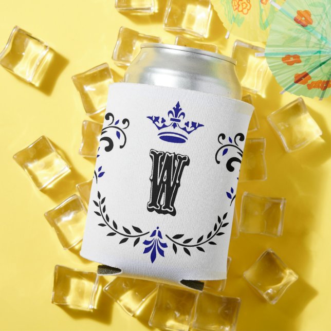 Crown Wreath Monogram 'W' Can Cooler (In Situ Summer)