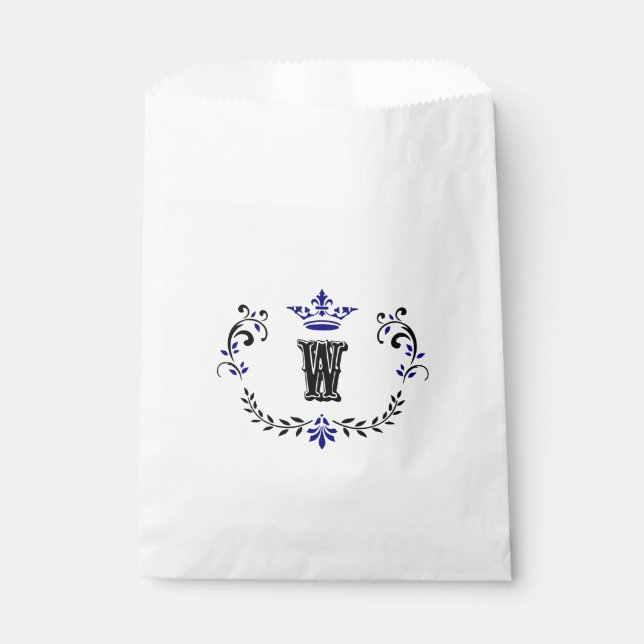 Crown Wreath Monogram 'W' Favour Bags (Front)