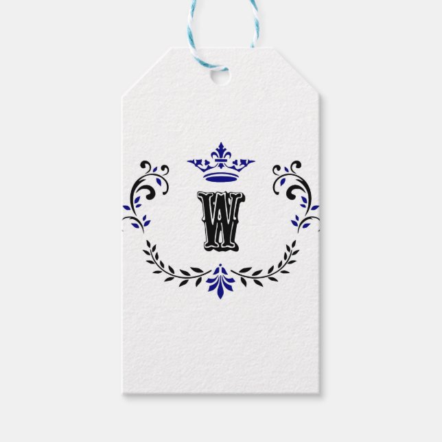 Crown Wreath Monogram 'W' Gift Tags (Front)