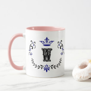 Crown Wreath Monogram 'W' Mug