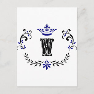 Crown Wreath Monogram 'W' Postcard