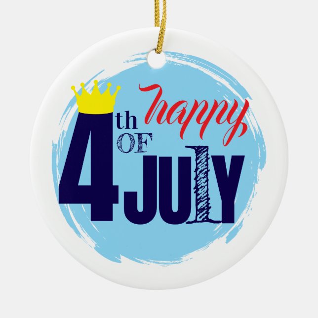 Crowned 4th Of July Ceramic Tree Decoration (Front)