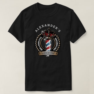 Crowned Barber Pole Logo Personalise T-Shirt