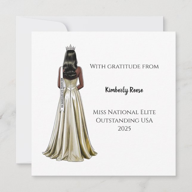 Crowned Beauty Queen Flat Thank You Card (Front)