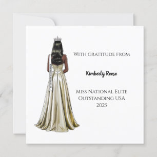 Crowned Beauty Queen Flat Thank You Card