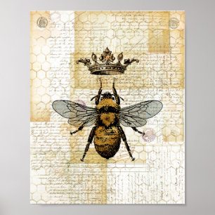 Crowned Bee Collage Poster