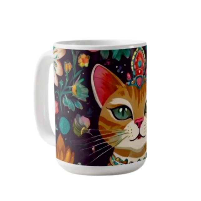Crowned Bejewelled Cat Coffee Mug (Creator Uploaded)
