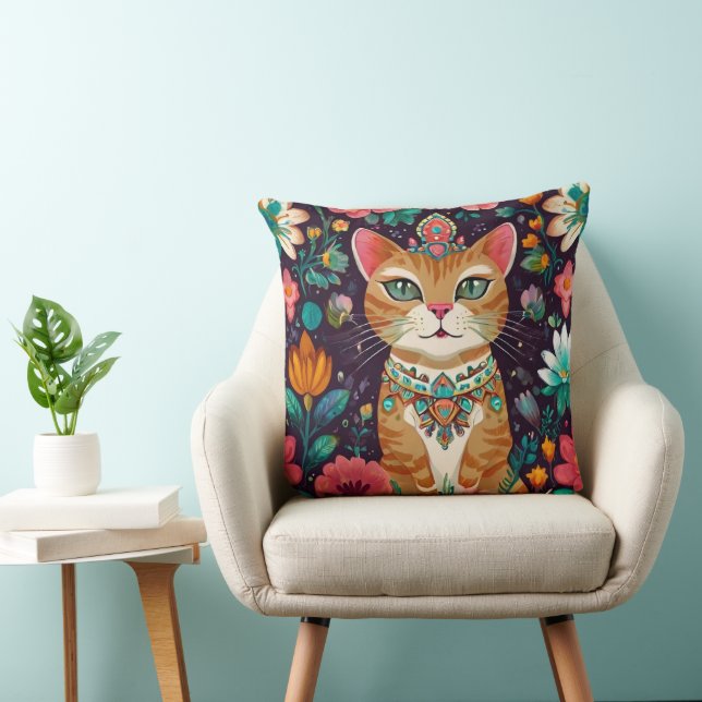 Crowned Bejewelled Cat  Cushion (Chair)